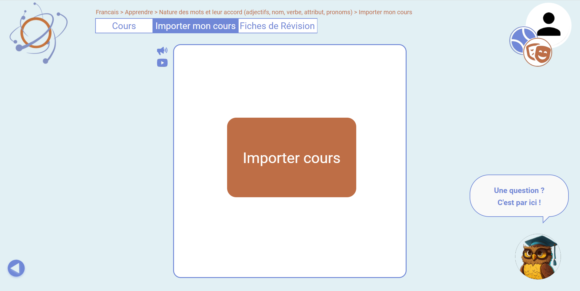 image plateforme Copernik, espace pour importer son cours